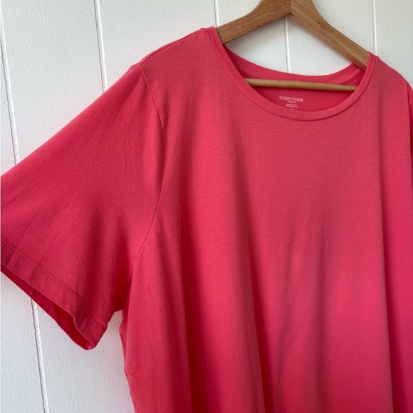 Eileen Fisher Organic Cotton Coral Short Sleeve Tee | Size 2X - Picture 3 of 6